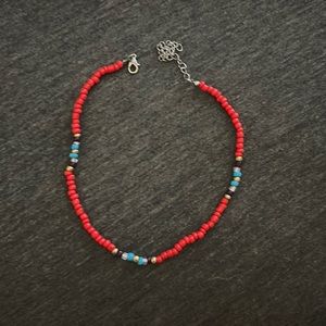 red blue gold choker necklace